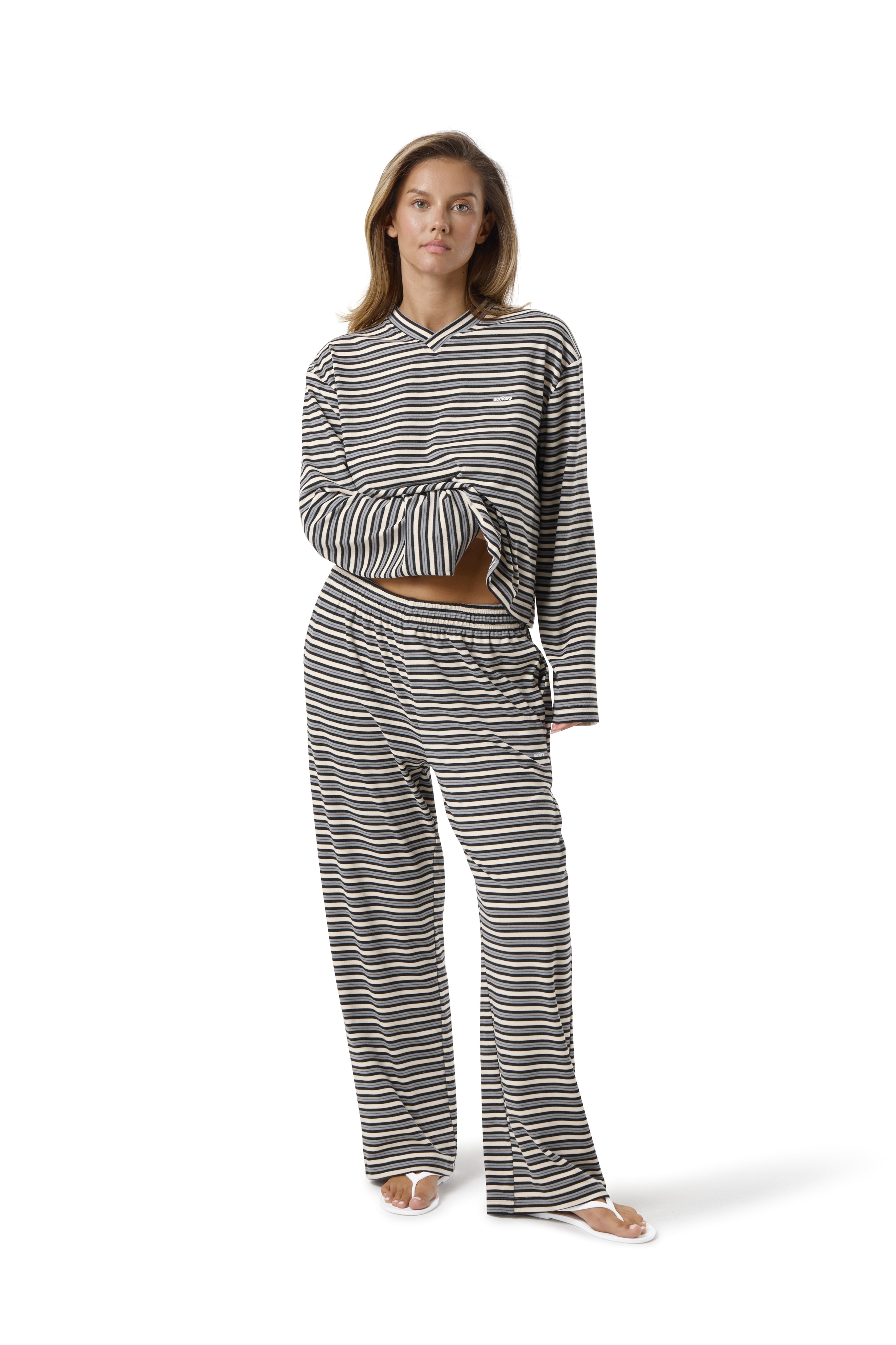 Wilkie Soft Oversized Long Sleeve in Multi Cream